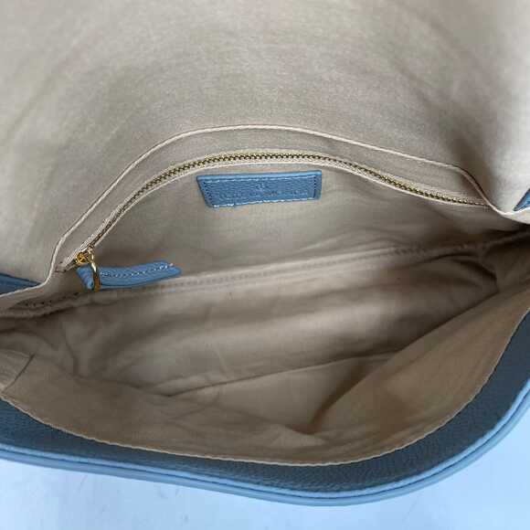 Tote le Monde Blue Fold-Over Leather Shoulder Bag | OS Regular